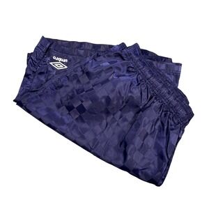 Vintage Umbro Navy Blue Checkerboard Athletic Shorts Mens XX Large Drawstring